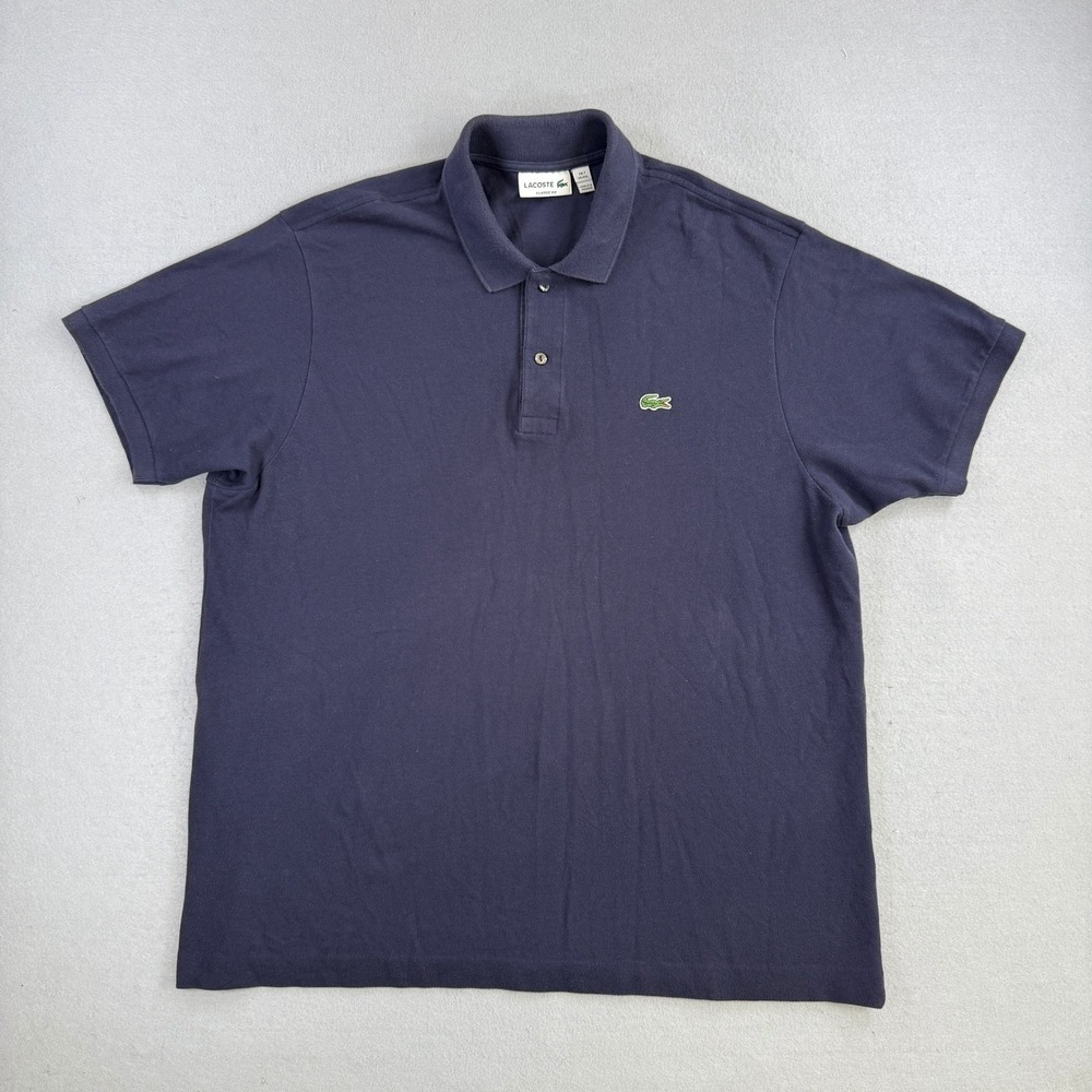 Lacoste Polo Shirt Mens XXL Navy Classic Fit Short Sleeve Pique Cotton Preppy
